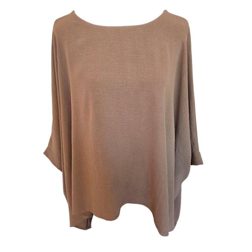Tangerine Womens Tan Oversized Kimona Style Sleeve Top